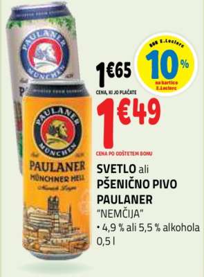 Svetlo ali Pšenično Pivo Paulaner
