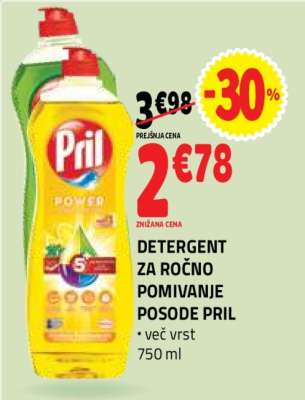 Detergent za ročno pomivanje posode Pril