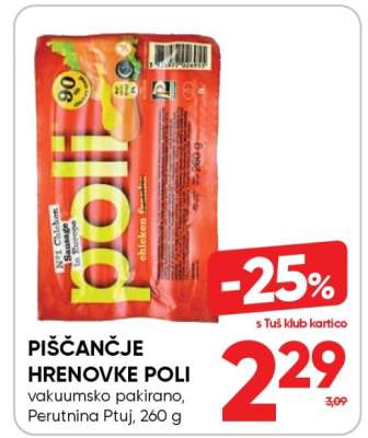 Piščančje hrenovke Poli