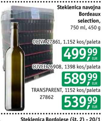 Steklenica navojna Bordeaux selection OLIVA