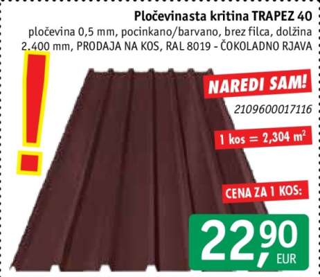 Pločevinasta kritina TRAPEZ 40