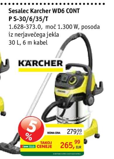 Sesalec Karcher WD6 CONT P S-30/6/35/T