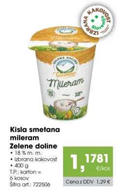 KISLA SMETANA MILERAM ZELENE DOLINE