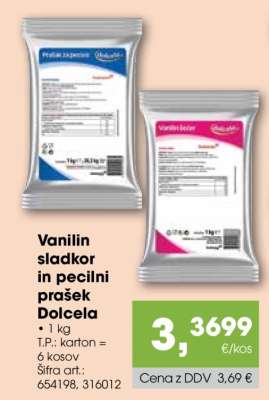 Vanilin sladkor in pecilni prašek Dolcela
