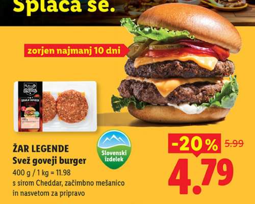 ŽAR LEGENDE Svež goveji burger