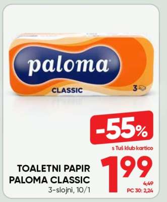TOALETNI PAPIR PALOMA, CLASSIC