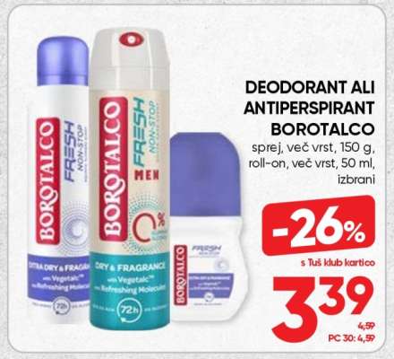 Deodorant ali antiperspirant Borotalco