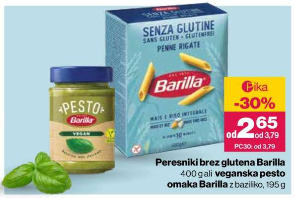 Peresniki brez glutena Barilla ali veganska pesto omaka Barilla