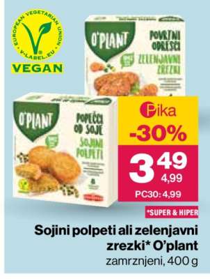 SOJINI POLPETI ALI ZELENJAVNI ZREZKI O'PLANT