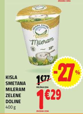KISLA SMETANA MILERAM ZELENE DOLINE