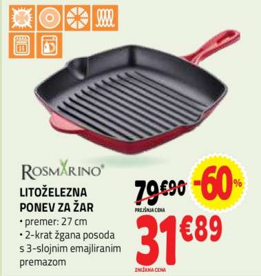 LITOŽELEZNA PONEV ZA ŽAR