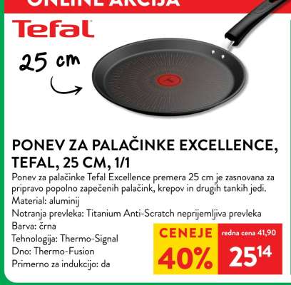Ponev za palačinke Excellence, Tefal, 25 cm