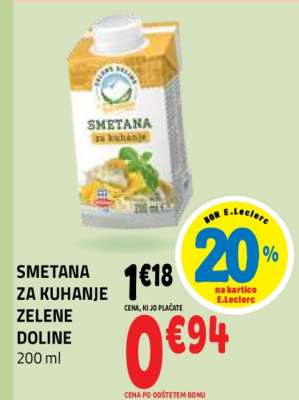 SMETANA ZA KUHANJE ZELENE DOLINE 200 ml