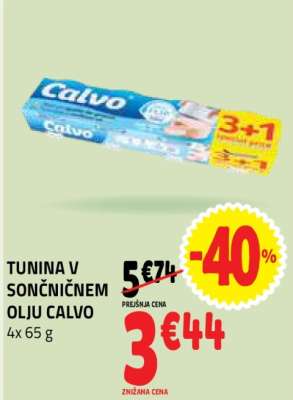 TUNINA V SONČNIČNEM OLJU CALVO