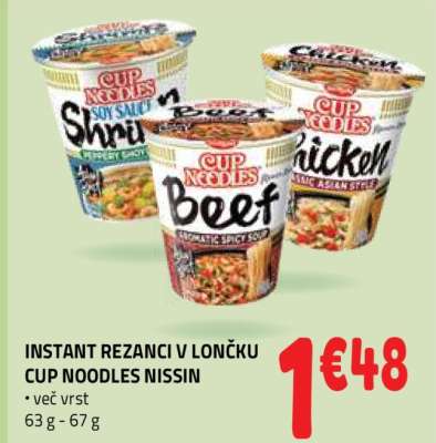 INSTANT REZANCI V LONČKU CUP NOODLES NISSIN
