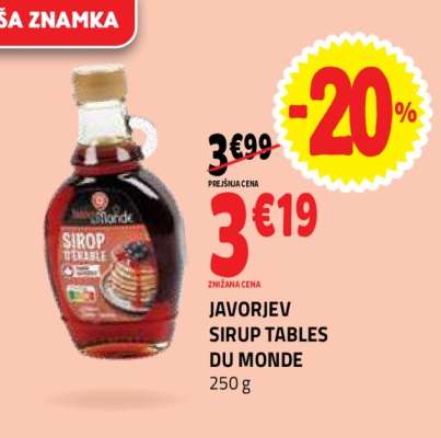 JAVORJEV SIRUP TABLES DU MONDE