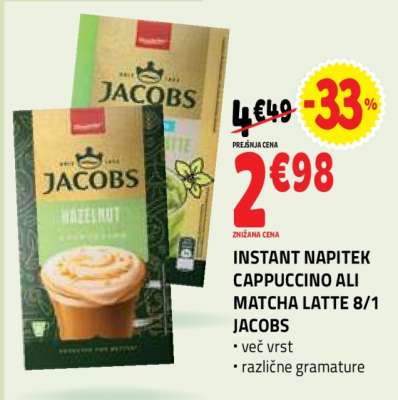 INSTANT NAPITEK CAPPUCCINO ALI MATCHA LATTE 8/1 JACOBS