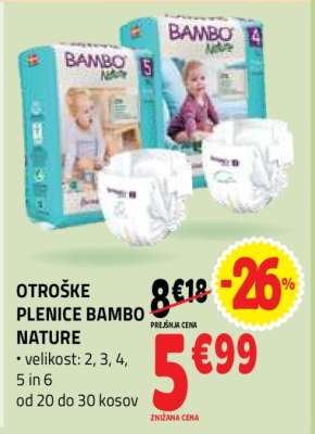 OTROŠKE PLENICE BAMBO NATURE