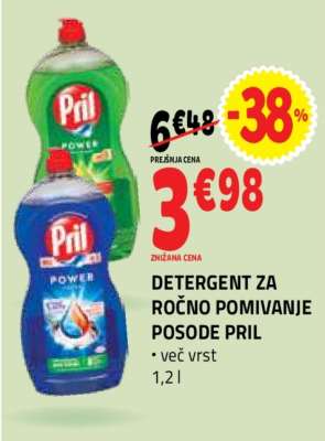 Detergent za ročno pomivanje posode Pril