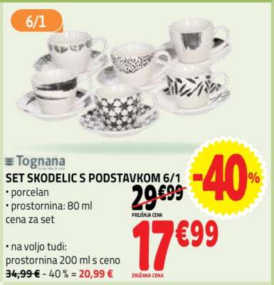 Set skodelic s podstavkom 6/1