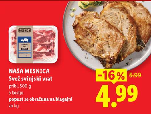 NAŠA MESNICA Svež svinjski vrat