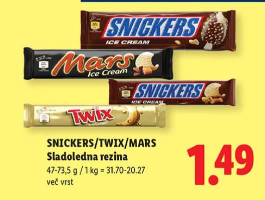 SNICKERS/TWIX/MARS Sladoledna rezina