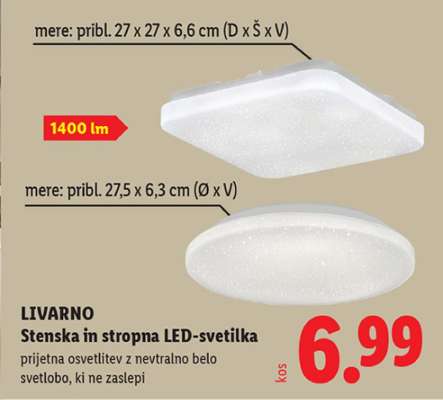 LIVARNO Stenska in stropna LED-svetilka