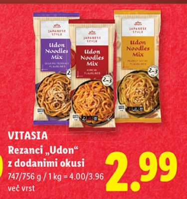 VITASIA Rezanci „Udon“ z dodanimi okusi