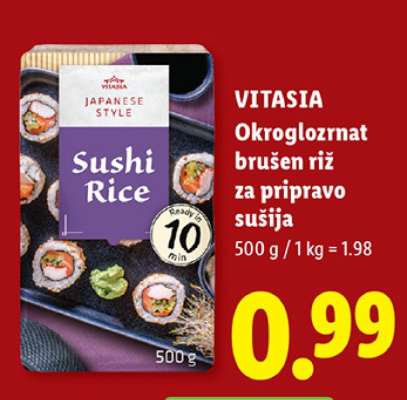Vitasia Okroglozrnata brušen riž za pripravo sušija