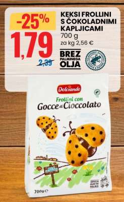KEKSI FROLLINI S ČOKOLADNIMI KAPLJICAMI