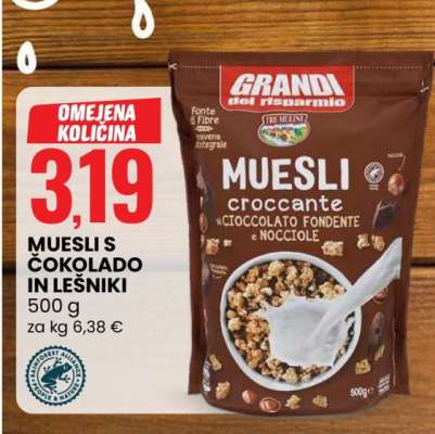 Muesli s čokolado in lešniki