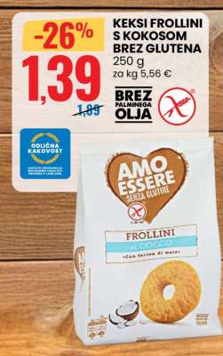 Keksi Frollini s kokosom brez glutena