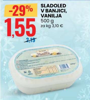 Sladoled v banjici, vanilja
