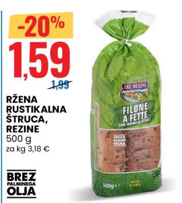 Ržena rustikalna štruca, rezine