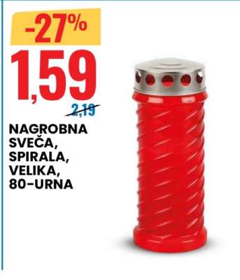 Nagrobna sveča, spirala, velika, 80-urna