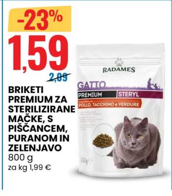 BRIKETI PREMIUM ZA STERILIZIRANE MAČKE