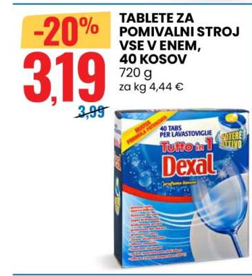 TABLETE ZA POMIVALNI STROJ VSE V ENEM, 40 KOSOV