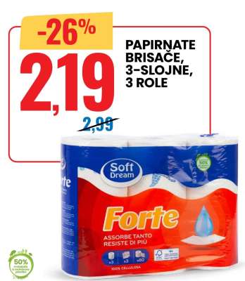Papirnate brisače, 3-slojne, 3 role