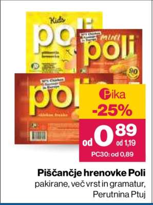 Piščančje hrenovke Poli