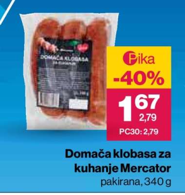 Domača klobasa za kuhanje Mercator