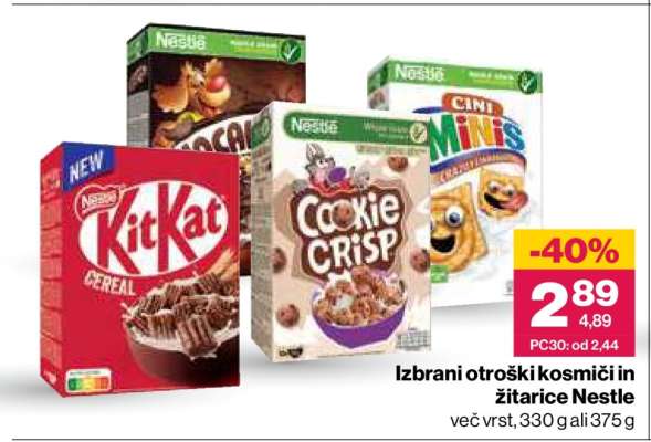 Izbrani otroški kosmiči in žitarice Nestle