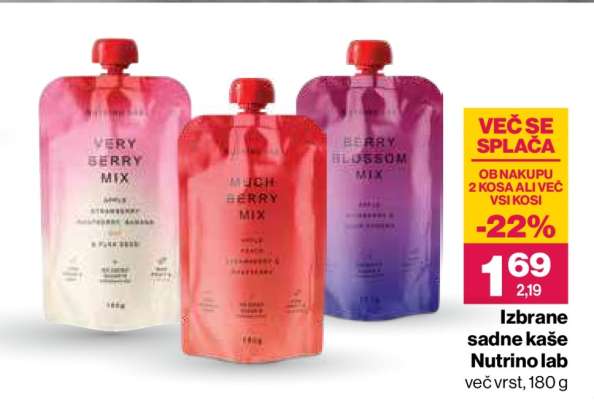 Izbrane sadne kaše Nutrino Lab