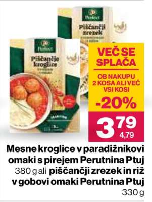 Mesne kroglice v paradižnikovi omaki s pirejem Perutnina Ptuj