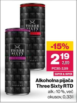 Alkoholna pijača Three Sixty RTD