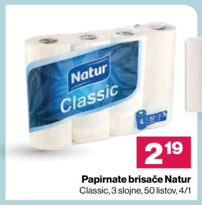 Papirnate brisače Natur