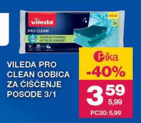 Vileda Pro Clean gobica za čiščenje posode 3/1