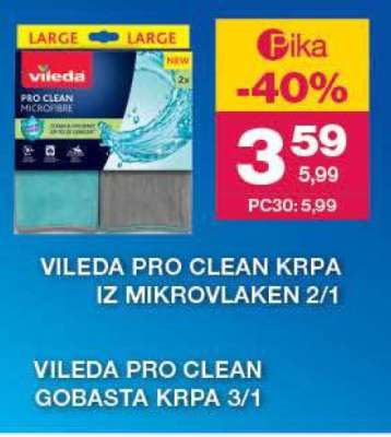 Vileda Pro Clean krpa iz mikrovlaken 2/1