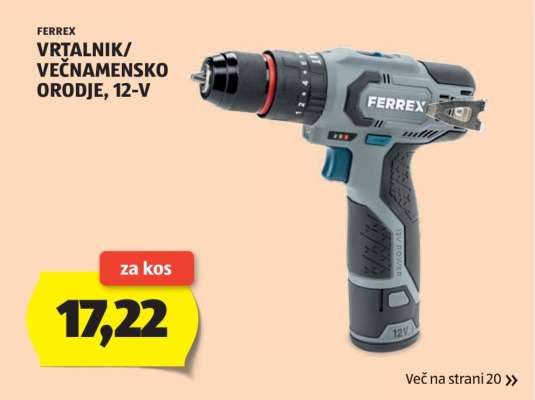 FERREX Vrtalnik/Večnamensko Orodje, 12-V