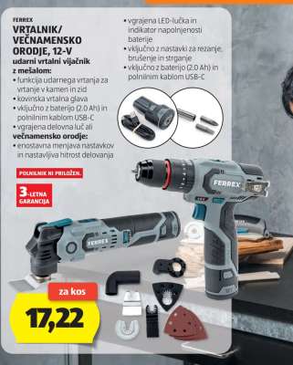 FERREX Vrtalnik/Večnamensko Orodje, 12-V