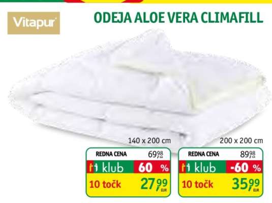 ODEJA ALOE VERA CLIMAFILL 140 x 200 cm
